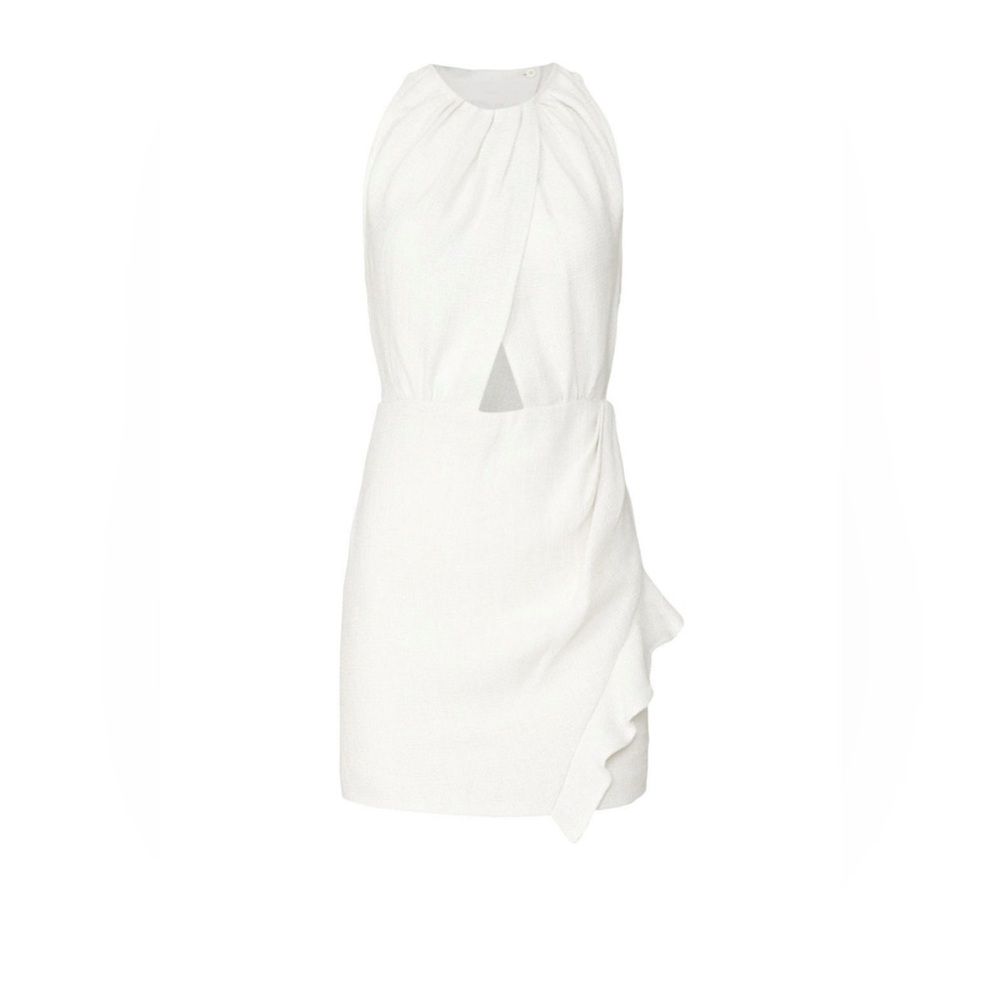 IRO Paris Yasmina White/silver Asymmetrical Cutout Mini Dress size 40 French